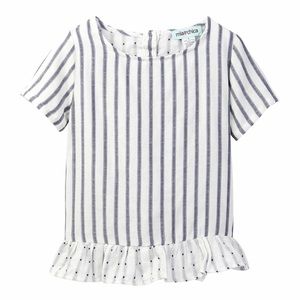 Mia chica Blue &white Strip blouse with polka dot
